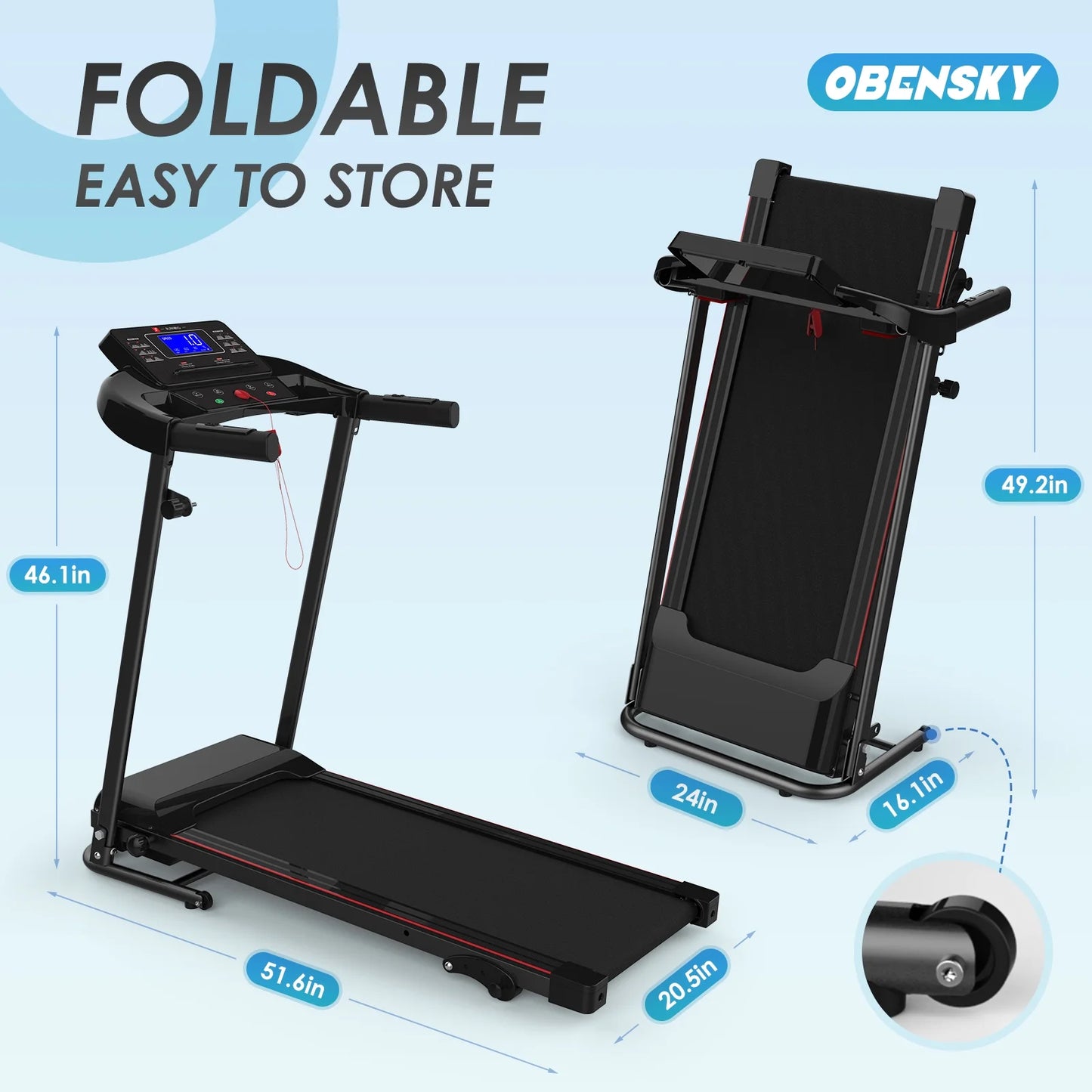 2.5HP Electric Foldable Treadmill with Adjustable Incline, Exercise Running Machine for Home/Office Jogging and Walking with 12 Preset Programs