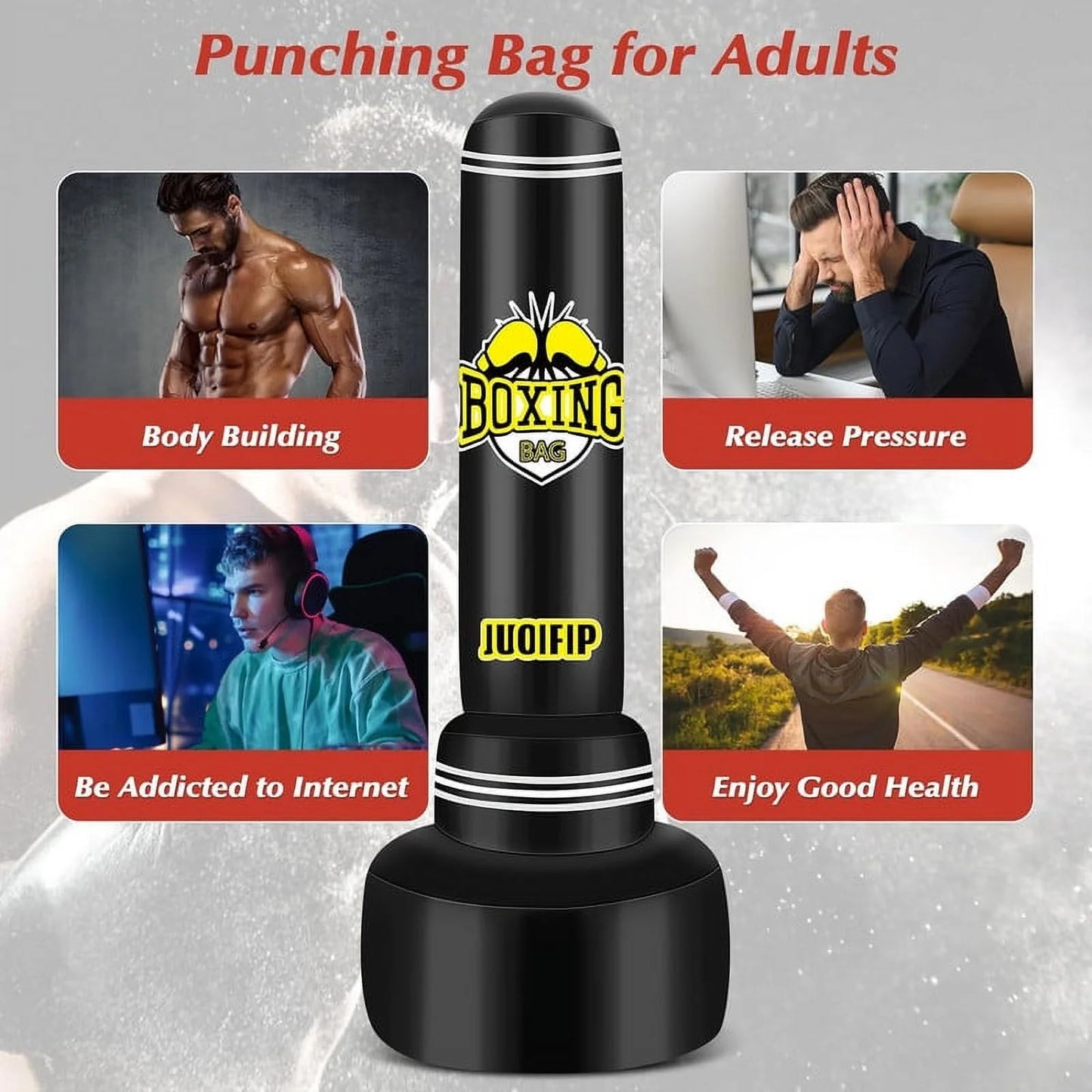 Punching Bag with Stand Adult 70”- Freestanding Heavy Boxing Punching Bag with Boxing Gloves and Electric Air Pump, Women Men Stand Kickboxing Bags for Training MMA Muay Thai Fitness Beginners