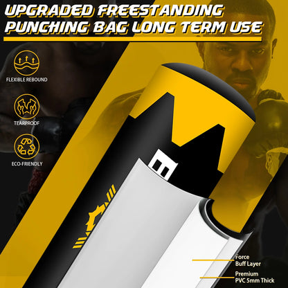 Freestanding Heavy Bag for Adults - Inflatable Kickboxing and Boxing Training Equipment